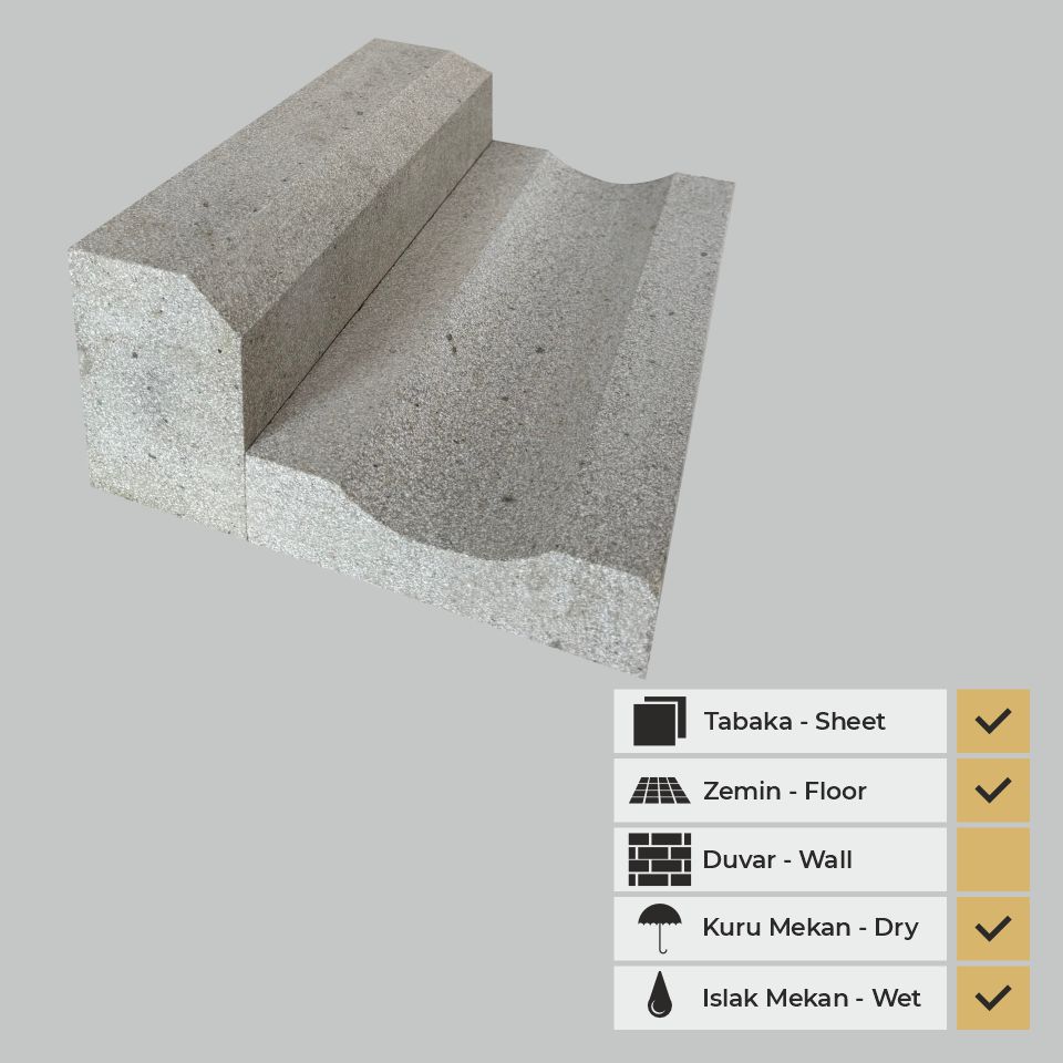 AZURE GREY 45° PAHLI BORDÜR OLUK